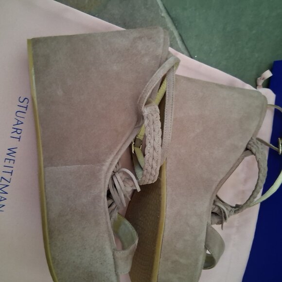 Stuart Weitzman Wedge Suede Sandals Shoes - Picture 5 of 10